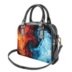 Red And Blue Twin Flame Print Shoulder Handbag