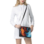 Red And Blue Twin Flame Print Shoulder Handbag