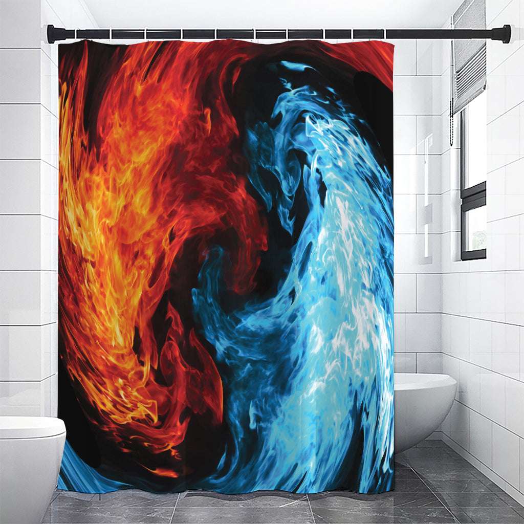 Red And Blue Twin Flame Print Shower Curtain