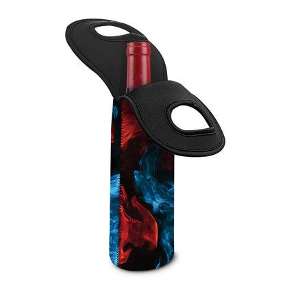 Red And Blue Twin Flame Print Single Neoprene Wine Tote