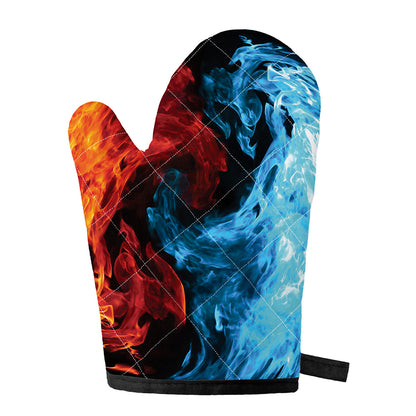 Red And Blue Twin Flame Print Single Oven Mitt
