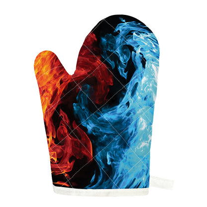 Red And Blue Twin Flame Print Single Oven Mitt
