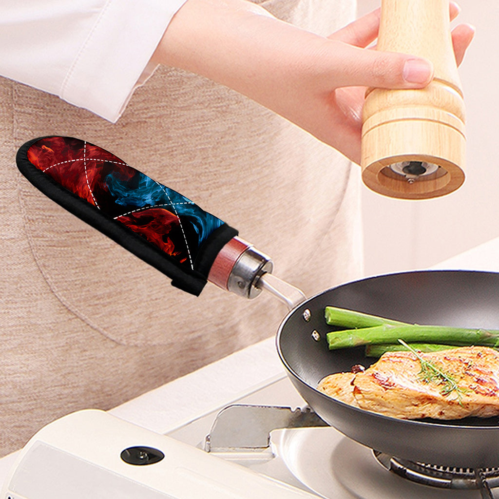 Red And Blue Twin Flame Print Skillet Handle Cover