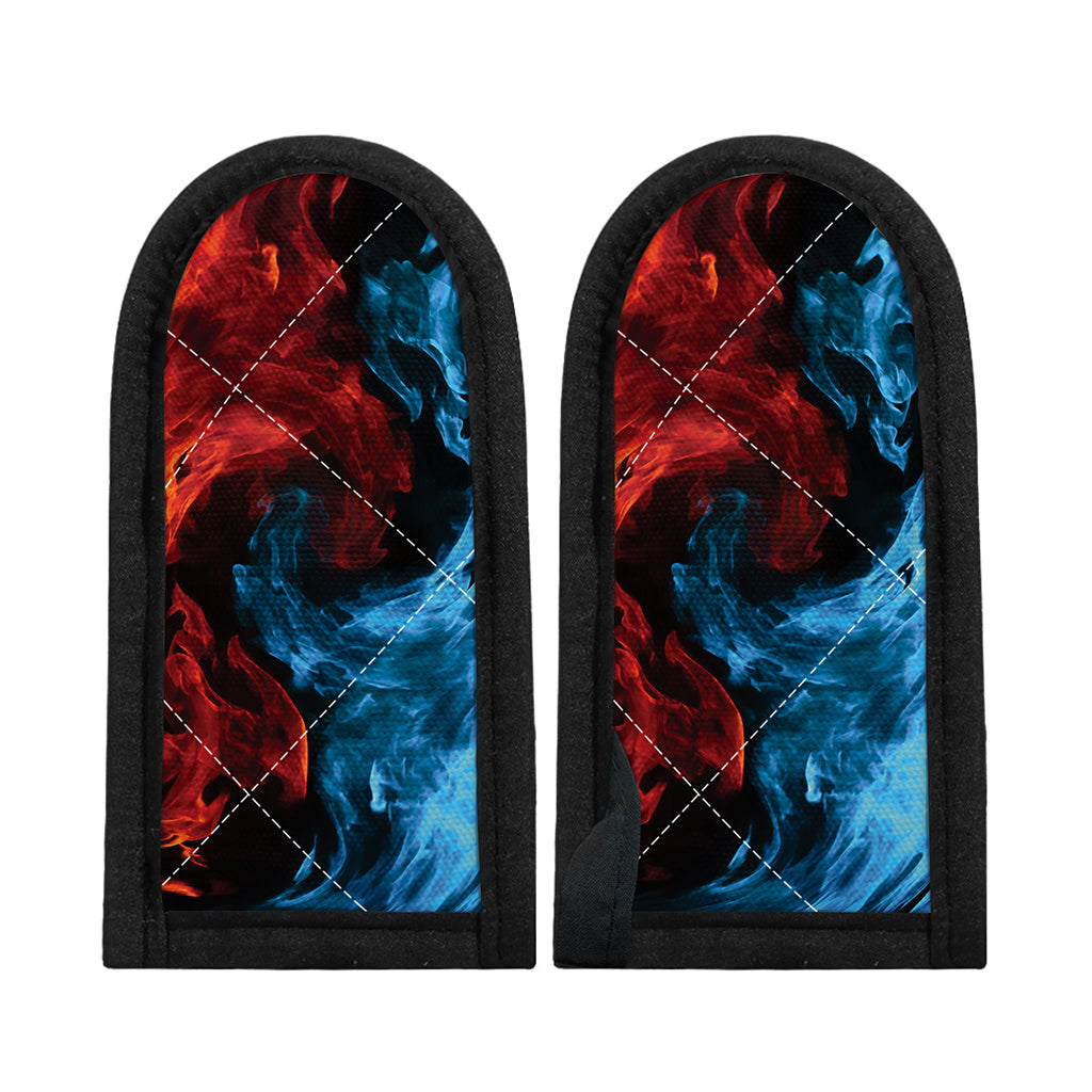 Red And Blue Twin Flame Print Skillet Handle Cover