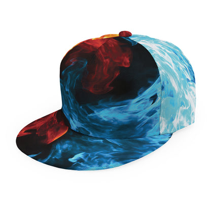 Red And Blue Twin Flame Print Snapback Cap