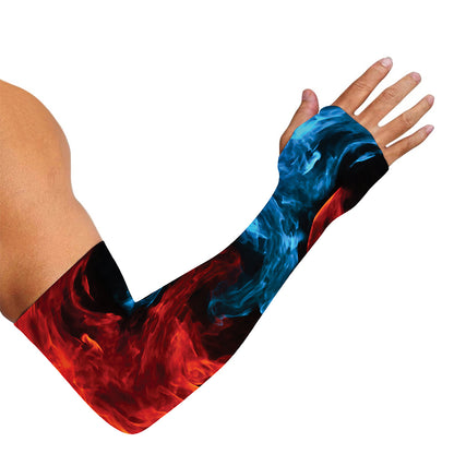 Red And Blue Twin Flame Print Sun Protection Arm Sleeves