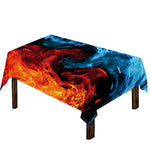 Red And Blue Twin Flame Print Tablecloth