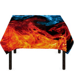 Red And Blue Twin Flame Print Tablecloth
