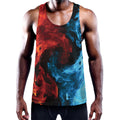 Red And Blue Twin Flame Print Men's Workout Tank Top