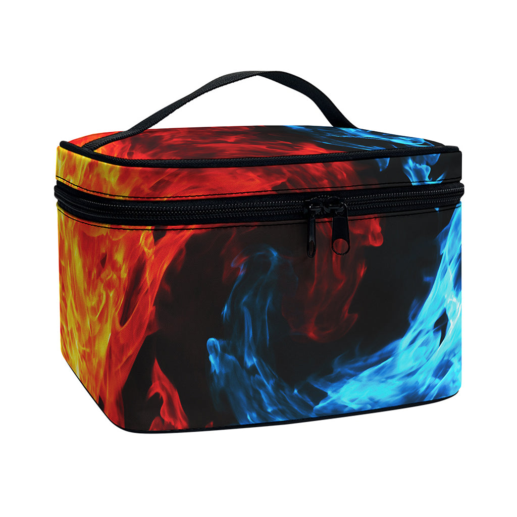 Red And Blue Twin Flame Print Travel Makeup Bag
