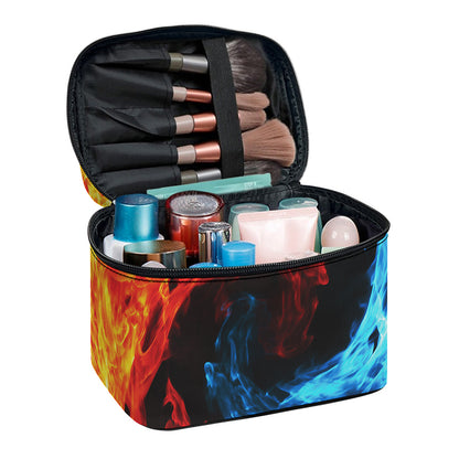 Red And Blue Twin Flame Print Travel Makeup Bag