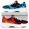 Red And Blue Twin Flame Print White Chunky Shoes