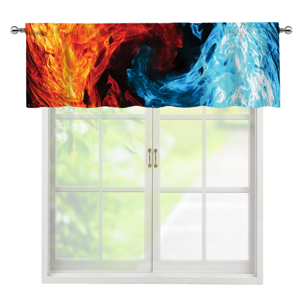 Red And Blue Twin Flame Print Window Valance