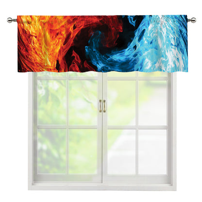 Red And Blue Twin Flame Print Window Valance