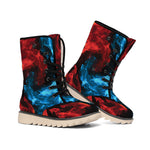 Red And Blue Twin Flame Print Winter Boots