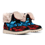 Red And Blue Twin Flame Print Winter Boots