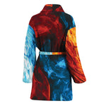 Red And Blue Twin Flame Print Women's Bathrobe