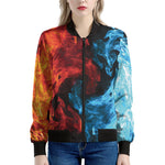 Red And Blue Twin Flame Print Women's Bomber Jacket
