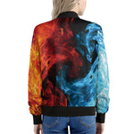 Red And Blue Twin Flame Print Women's Bomber Jacket