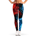 Red And Blue Twin Flame Print Women's Leggings