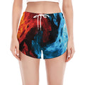 Red And Blue Twin Flame Print Women's Split Running Shorts