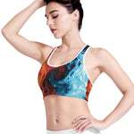 Red And Blue Twin Flame Print Women's Sports Bra