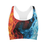Red And Blue Twin Flame Print Women's Sports Bra
