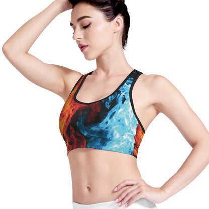 Red And Blue Twin Flame Print Women's Sports Bra