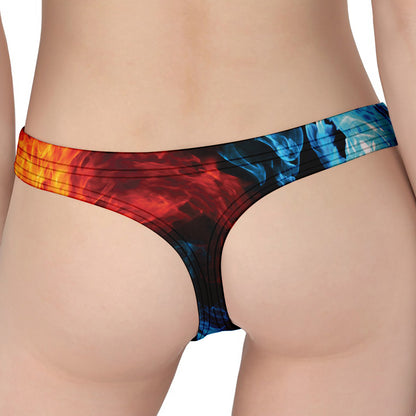 Red And Blue Twin Flame Print Women's Thong