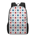 Red And Blue USA Star Pattern Print 17 Inch Backpack