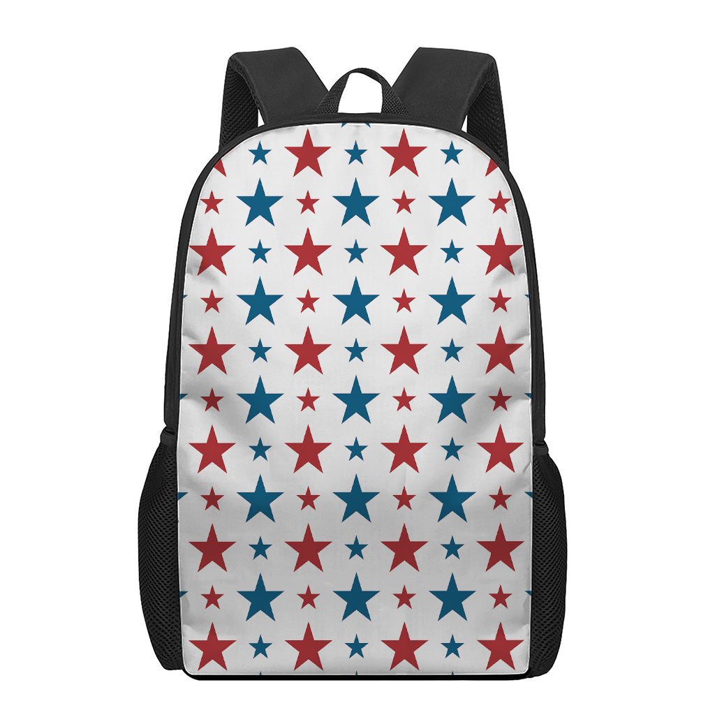 Red And Blue USA Star Pattern Print 17 Inch Backpack