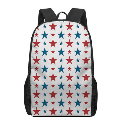 Red And Blue USA Star Pattern Print 17 Inch Backpack