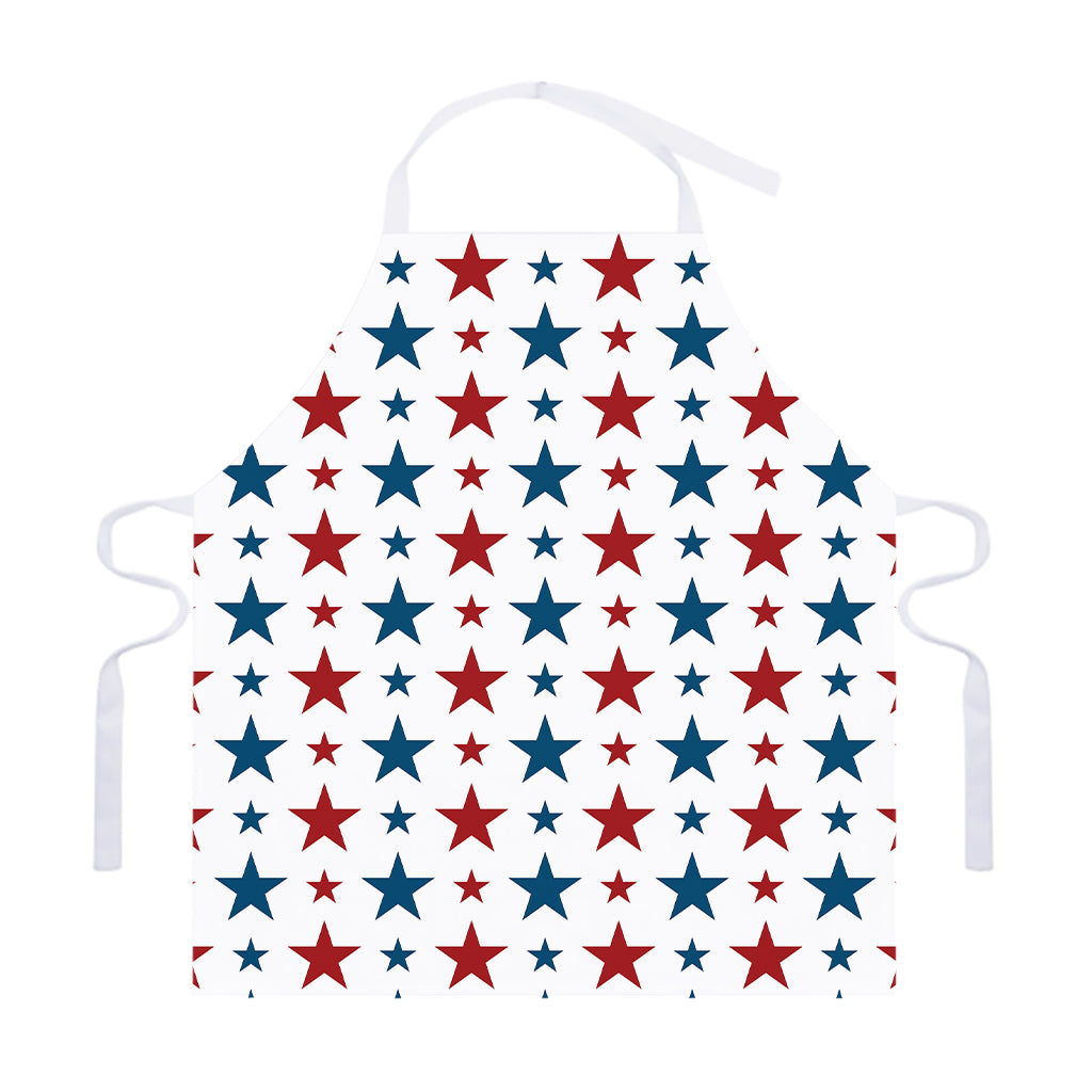 Red And Blue USA Star Pattern Print Adjustable Apron