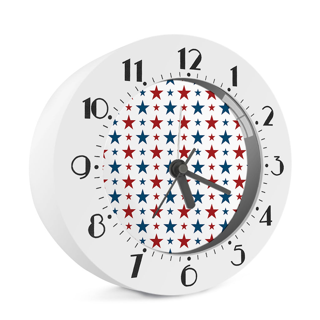 Red And Blue USA Star Pattern Print Alarm Clock