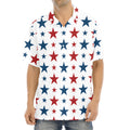Red And Blue USA Star Pattern Print Aloha Shirt