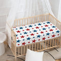 Red And Blue USA Star Pattern Print Baby Crib Sheet