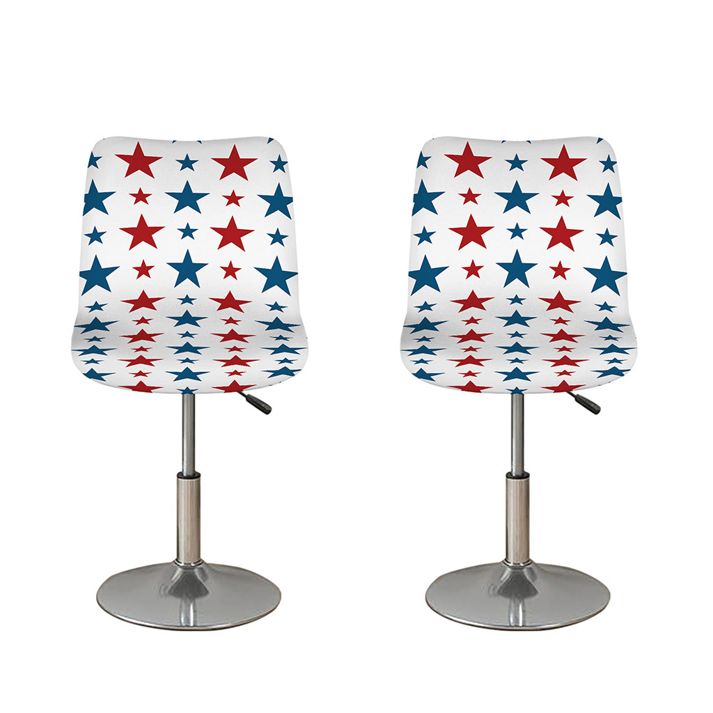 Red And Blue USA Star Pattern Print Bar Stool Covers