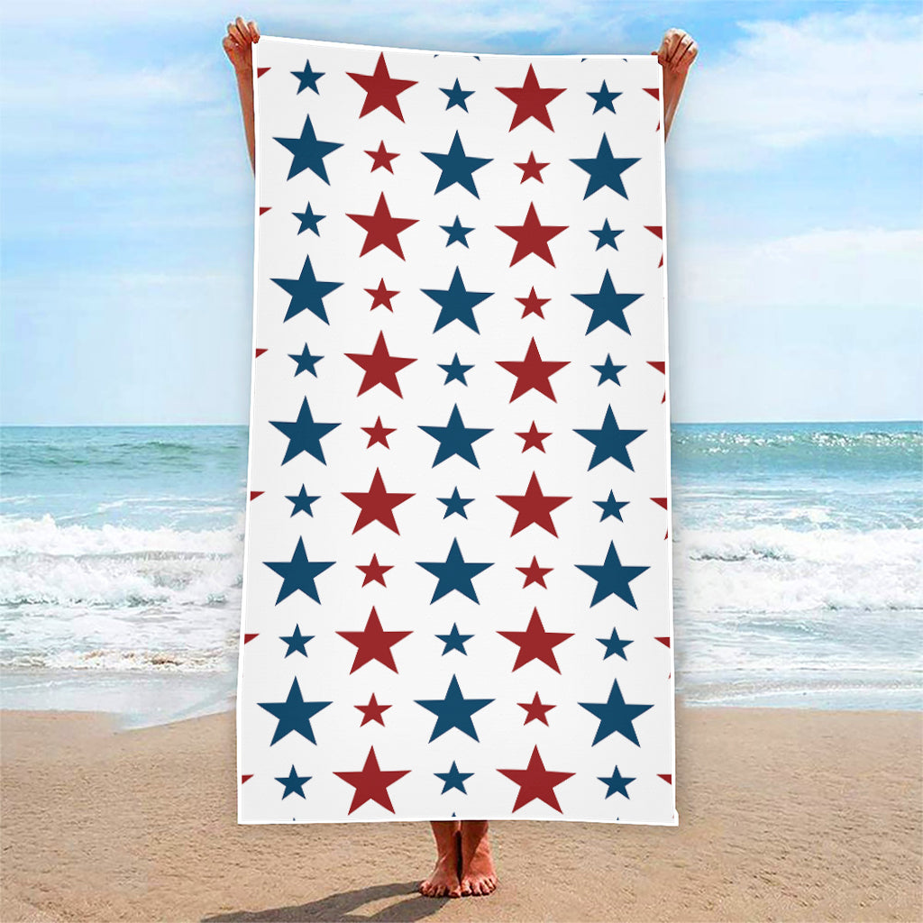 Red And Blue USA Star Pattern Print Beach Towel