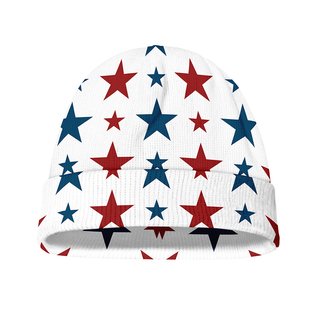 Red And Blue USA Star Pattern Print Beanie