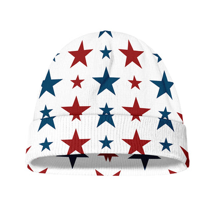 Red And Blue USA Star Pattern Print Beanie
