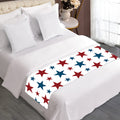 Red And Blue USA Star Pattern Print Bed Runner