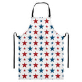 Red And Blue USA Star Pattern Print Bib Apron With Pocket