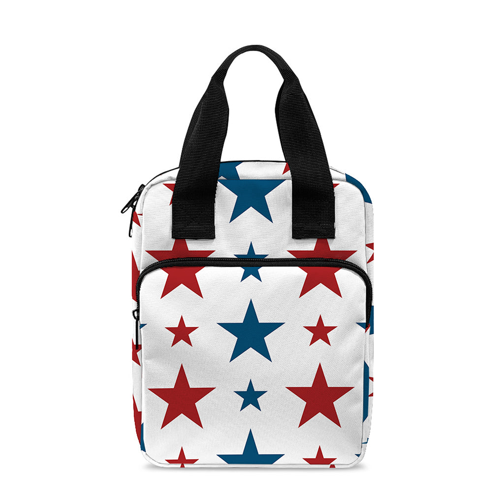Red And Blue USA Star Pattern Print Bible Tote Bag