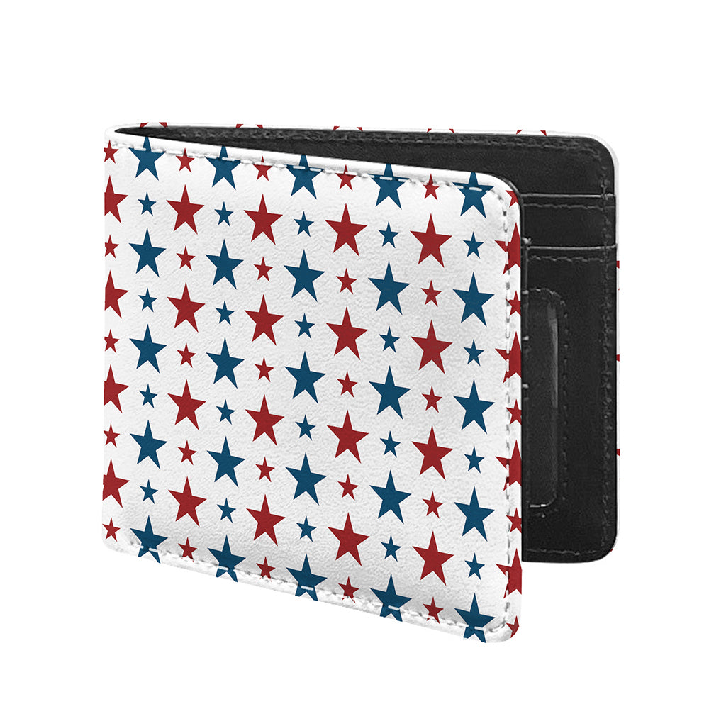 Red And Blue USA Star Pattern Print Bifold Wallet