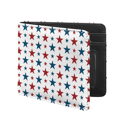 Red And Blue USA Star Pattern Print Bifold Wallet
