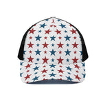 Red And Blue USA Star Pattern Print Black Mesh Trucker Cap
