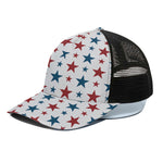 Red And Blue USA Star Pattern Print Black Mesh Trucker Cap