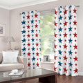 Red And Blue USA Star Pattern Print Dimout Grommet Curtains