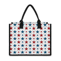 Red And Blue USA Star Pattern Print Canvas Tote Bag
