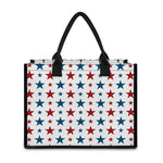 Red And Blue USA Star Pattern Print Canvas Tote Bag